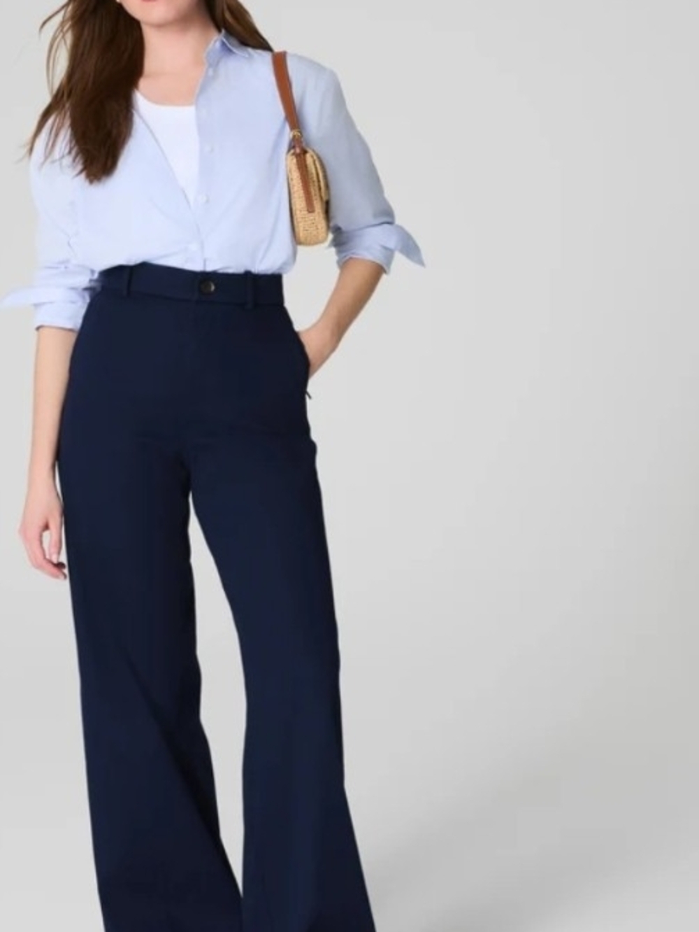 SPANX Navy Wide-Leg High-Waist Trousers 1X Tall